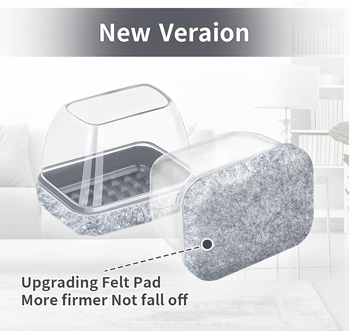 Ezprotekt 16 Pcs Rectangle Grey Felt Chair Leg Floor Protectors for Hardwood Floors, Rectangle Silicone Chair Leg Caps, Furniture Leg Covers Cups for Chair Table (Fit W :0.6-0.8", L: 0.9-1.3") - Image 3