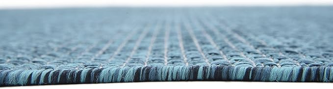 Unique Loom Collection Casual Transitional Solid Heathered Indoor/Outdoor Flatweave Area Rug (7' 1" x 10' Rectangle, Teal/Navy Blue) - Image 10
