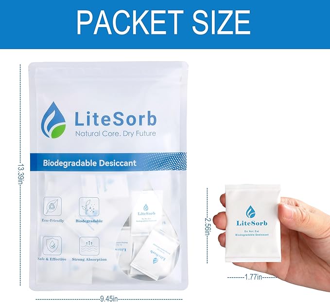 Natural Moisture Absorbers, Premium Moisture Absorption Desiccants Safe for Food, Luxury, Collectibles, Handbags, Shoes, Camera, Guitar Eco-Friendly & Biodegradable(2g x 100pcs) - Image 7