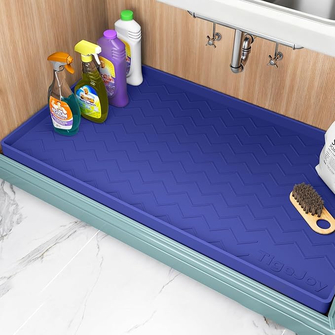 TigeJoy 22" x 19" Under Sink Mats for Kitchen Waterproof, Leak-Proof Silicone Mat Sink Protector and Cabinet Liner, Kitchen Essentials Organizer and Storage, Boot or Shoe Tray, Pet Feeding Mat by TigeJoy