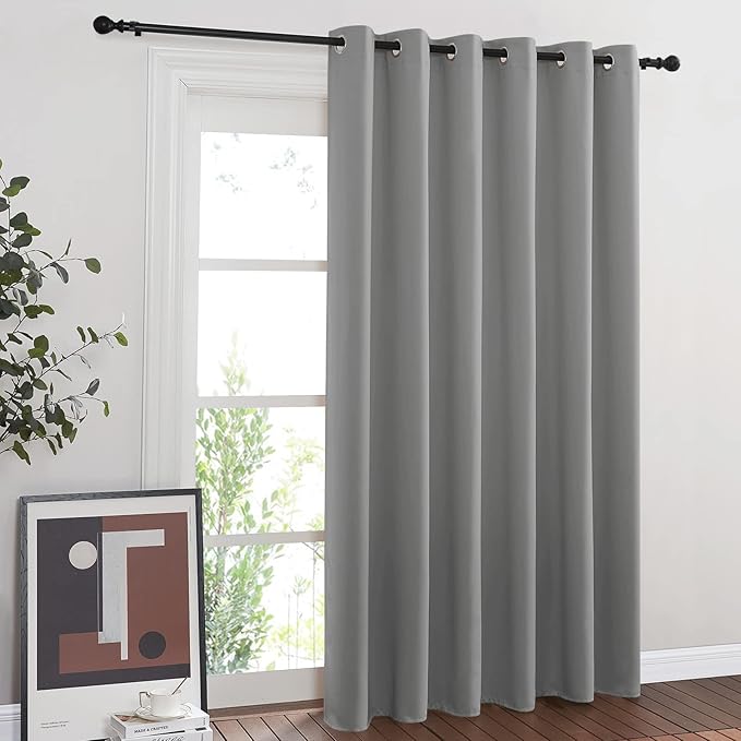 NICETOWN Extra Wide Sliding Door Curtains, Thermal Insulated Blackout Patio Curtain for Sliding Glass/French Door (Silver Grey, W80 x L84) by NICETOWN