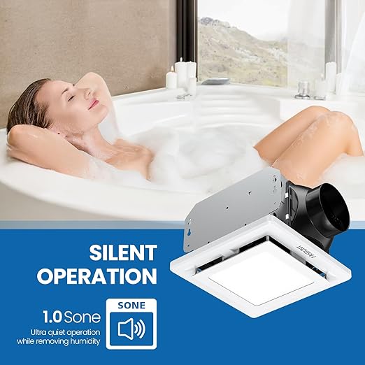 FASDUNT 2-in-1 Bathroom Exhaust Fan with Light, 1.0 Sones &110 CFM Upgraded Ventilation Fan Powerful Ventilation & Ultra Quiet, Suitable for Bathrooms, Shower, Office, Restroom Etc, ETL Listed - Image 5