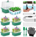 Seed Starter Tray with Grow Light, 60 Flexible Cells 5 PCS Seed Starter Kit, Reusable Seedling Starter Trays with Humidity Dome and High Lid, Germination Trays for Indoor Greenhouse Seed Starter by Hanaoyo