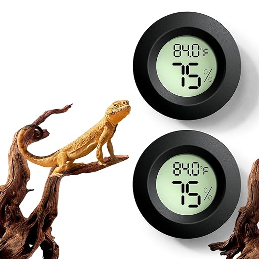 Reptile Tank Accessories, 2 PCS Reptile Thermometer and Humidity Gauge for Bearded Dragon, Jumping Spider, Leopard Gecko, Hermit Crab, Gecko, Ball Python, Lizard by BSRESIN