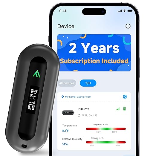 Cellular Temperature Monitor for RV Pet Safety – 4G Remote Temperature, Humidity & Power Outage Monitor for Vacation Home & Server Room | App Controlled | No WiFi | 2 Year Subscription Included by ALAZUR