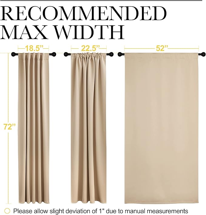 NICETOWN Window Treatment Blackout Window Blinds - (Biscotti Beige Color) 52x72 Inch, 1 Pair, Back Tab/Rod Pocket Blackout Draperies for Bedroom - Image 7