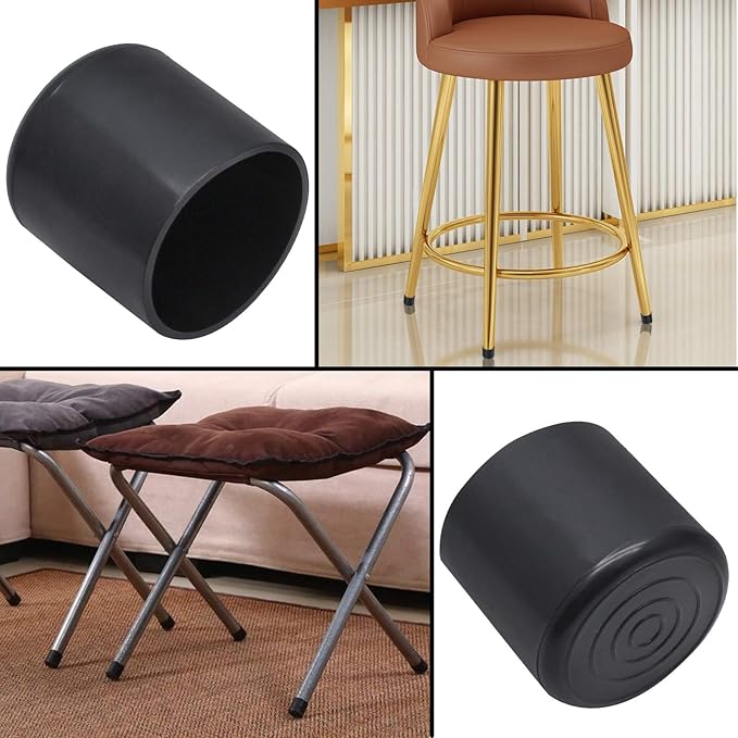 20Pcs Round Rubber Furniture Leg Caps 1"/25mm Vinyl Flexible Chair Leg Floor Protectors/Covers Plastic End Caps for Patio/Indoor Furniture Leg Caps Railing (Black) - Image 5