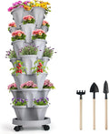 DUNCHATY Stackable Planter with Removable Wheels and Tools, Garden Planting Tower Planters, Indoor Outdoor Gardening Pots - 7 Tier Vertical Garden Planter by DUNCHATY