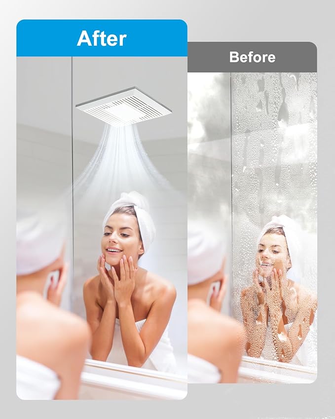 GROWNEER Bathroom Exhaust Fan with Light, 110 CFM 1.0 Sone Exhaust Fan No Attic Access Needed, Ceiling or Wall Mount, 7.68 x 9.25 inch, 35W Bathroom Fan with LED Light 3CCT Adjustable 600LM, White - Image 8