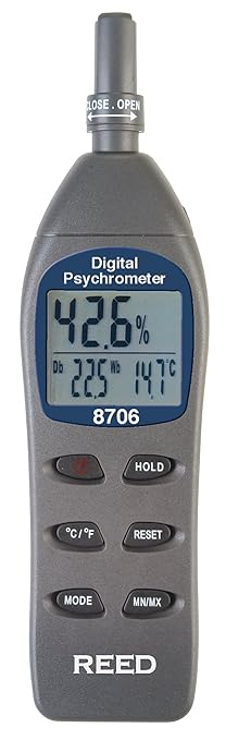 REED Instruments 8706 Digital Psychrometer/Thermo-Hygrometer, Wet Bulb, Dew Point, Temperature, Humidity, - Image 2