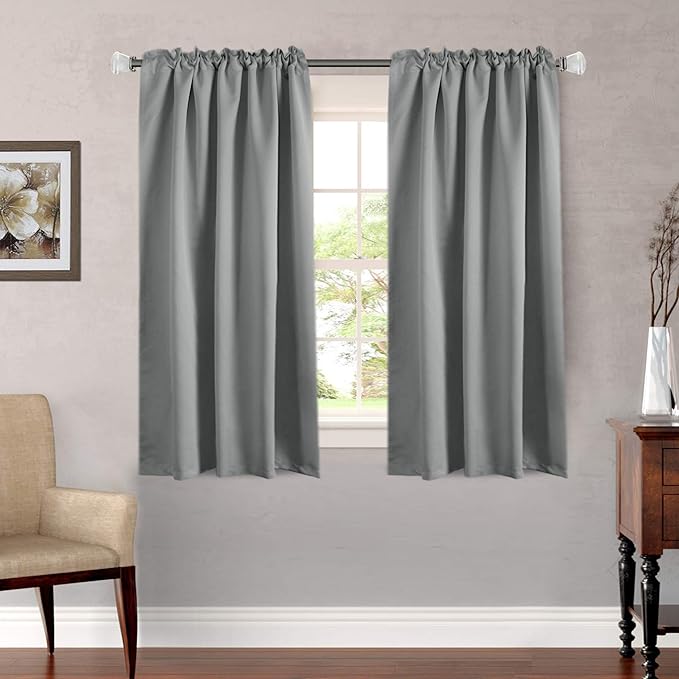 H.VERSAILTEX Blackout Curtains Thermal Insulated Window Treatment Panels Room Darkening Blackout Drapes for Living Room Back Tab/Rod Pocket Bedroom Draperies, 52 x 54 Inch, Grey, 2 Panels - Image 2