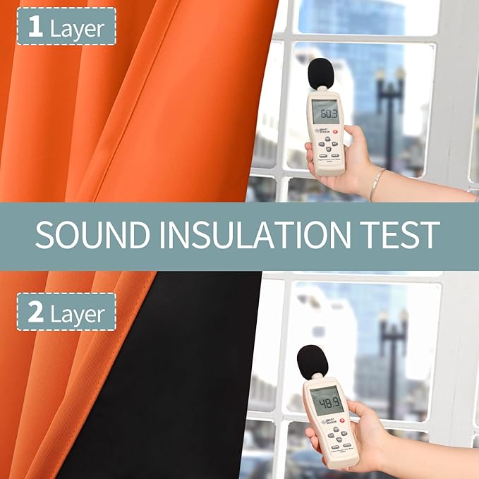 BGment Burnt Orange 100% Blackout Curtains for Bedroom, Fall Full Room Darkening Noise Reducing Living Room Curtains 63 Inch Length, Thermal Insulated Rod Pocket Window Drapes 2 Panels, 42 Inch Wide - Image 7