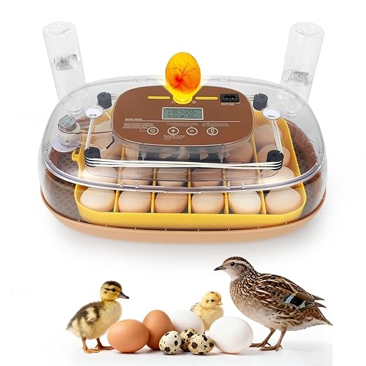 3rd Gen - 24 Egg Automatic Incubator, Stage-Based Adaptive Humidity with Auto-Refill, Stable Temp Control, Flexible Spacing, Adjustable Auto Turning & Lockdown, Custom Incubation Days, Candler, Alarm by Unknown