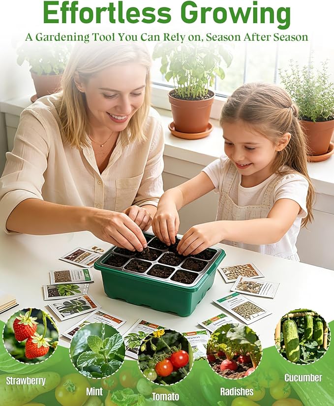 joyhalo 10 Packs Seed Starter Tray with Extra-Tall Humidity Dome 120 Cells Total, Thicken Seed Starter Kit, Greenhouse Germination Kit, Indoor Gardening Plant Trays for Seeds Growing - Image 7