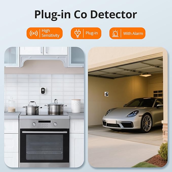 3-in-1 Carbon Monoxide Detectors INKBIRDPLUS Carbon Monoxide Detector Plug in for Travel with Temperature & Humidity Sensor Built-in, CO Gas Level Monitor Alarm for Kitchen, Accurate & Easy to Install - Image 9