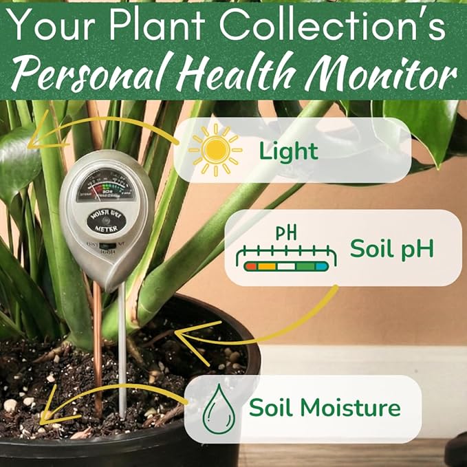 Houseplant Health Meter – 3-in-1 Tool to Prevent Overwatering, Root Rot & Leaf Burn | Test Soil Moisture, Sunlight & pH | Simple, Easy, Battery-Free | Suitable for Indoor, Outdoor & Potted Plants - Image 2
