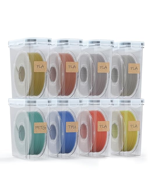 YOOPAI Filament Storage Box - 8 Pack Filament Container for 3D Printing Sealing and Protection - Portable Storage Box with Desiccants&Label for Home&Office,Water-Proof and Dust-Proof 4.0L by YOOPAI