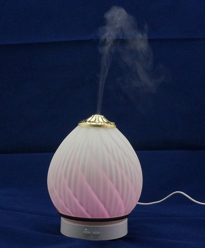 Aroma Diffuser Ultrasonic Essential Oil Aromatherapy Diffusers Stress Relaxing Ceramic Humidifier Adjustable Mist Mode Waterless Auto Shut-Off for Office Home Baby Study Yoga Spa White (Gold) - Image 4