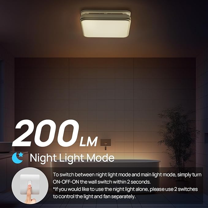 Consciot Bathroom Exhaust Fan with Light, 160 CFM, 1.0 Sone Super Quiet, Bathroom Ventilation Fan with 1500Lm LED Light Warm/Neutral/Cool White Selectable & Nightlight - Image 6