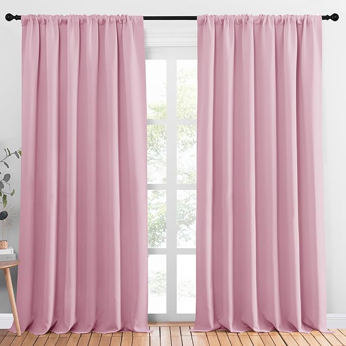 NICETOWN Blackout Curtains Window Draperies, Rouge Pink, Set of 2, 70 by 95 inches Long, Window Treatment Thermal Insulated Solid Room Darkening Drapes for Bedroom by NICETOWN