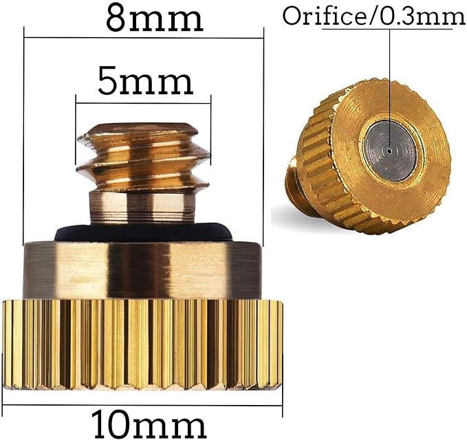 RuoFeng Mister Nozzles Brass For Outdoor Cooling System Low-Pressure Atomizer 22 pcs Orifice 0.012" (0.3 mm) 10-24 UNC - Image 3