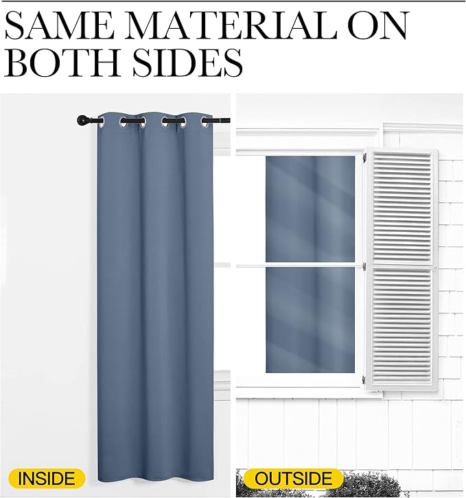 NICETOWN Bedroom Window Blackout Curtain Panel - Thermal Insulated Blackout Drape/Drapery for Loft, Guestroom (Stone Blue, 1 Panel, 70 x 63 inch) - Image 5