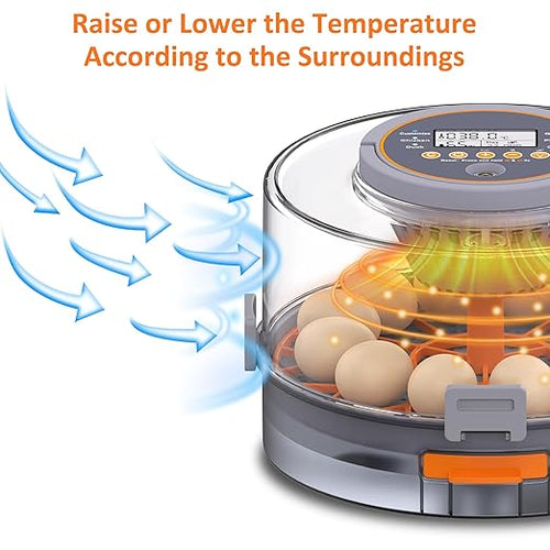 12 Egg Incubator with Automatic Egg Turning and Humidity Control, Intelligent Egg Incubator with Automatic Temp. Adjustment - Image 2