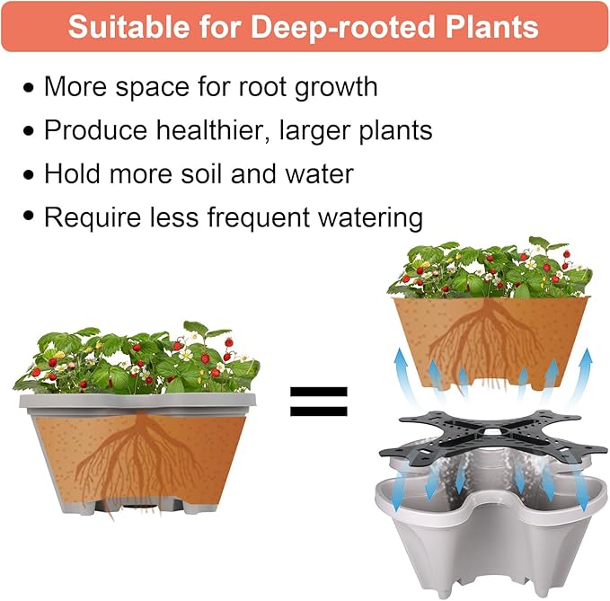 GameXcel Vertical Planter 6 Tier Stackable Planters Garden Planters Strawberry Herb Flower and Vegetable Planter Indoor Outdoor Gardening Pots with Removable Wheels and Tools - Image 6
