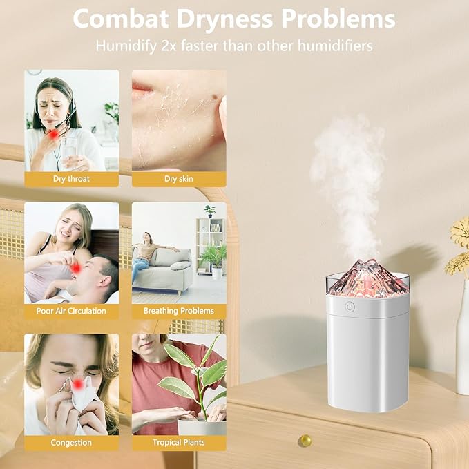 Ultrasonic Cool Mist Humidifier with 7 Color Night Lights, 2 Modes & 400ML Capacity & 10-20 Hours Runtime Quiet Humidifier for Bedroom, Nursery, Office, Plants (White) - Image 2