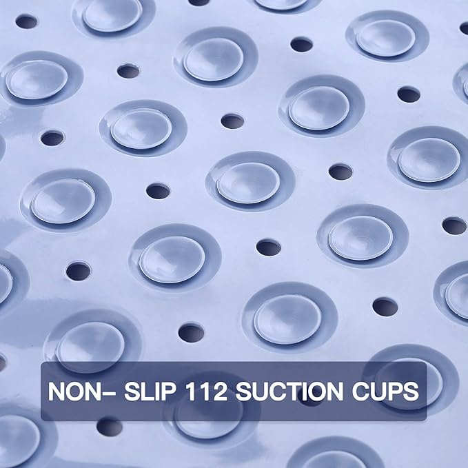 YINENN Bath Tub Shower Stall Mats 31x15.5 Inch Non-Slip and Latex Free,Bathtub Mat with Suction Cups,Machine Washable Bathroom Mats with Drain Holes (Light Blue) - Image 3