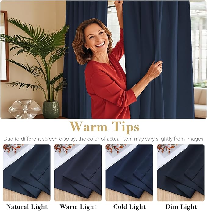 H.VERSAILTEX Blackout Curtains Thermal Insulated Window Treatment Panels Room Darkening Blackout Drapes for Living Room Back Tab/Rod Pocket Bedroom Draperies, 52 x 54 Inch, Navy Blue, 2 Panels - Image 6