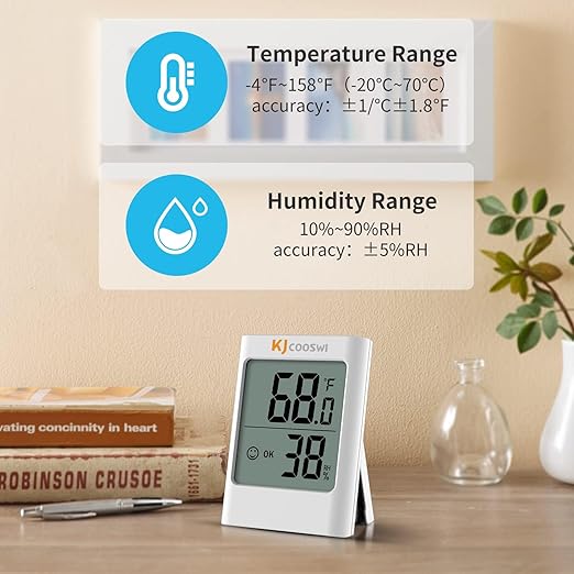Humidity Gauge, 2 Pack Indoor Thermometer for Home Digital Hygrometer Room Thermometer and Humidity Gauge with Temperature Humidity Monitor AAA Battery Powered(Color: Black and White) - Image 7