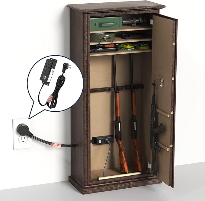 Gun Safe Accessory Electrical Power Outlet Kit, Hidden Outlet Gun Cabinet Accessories with USB, Mountable for Interior Dehumidifiers and Lights (Black, UL Listed) - Image 2