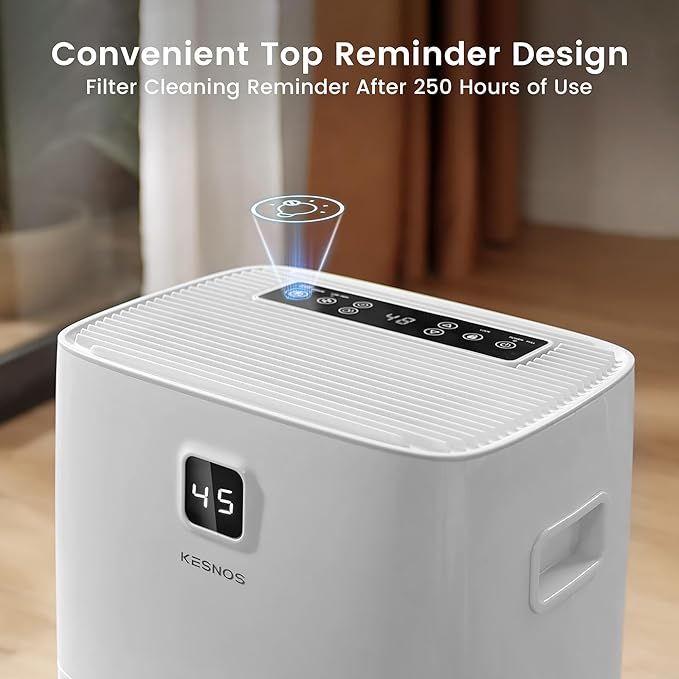 Kesnos 120 Pints Energy Star Dehumidifier for Home & Basement with Drain Hose, Front LED Display and 1.06 Gal Water Tank, Ideal for Spaces up to 6,500 Sq. Ft., Featuring Auto Defrost & Timer Function - Image 6