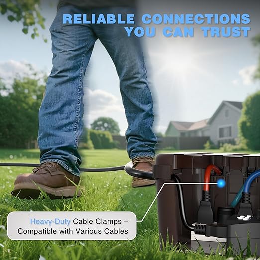 Flemoon Outdoor Electrical Box Waterproof, IP54 Waterproof Extension Cord Cover, Protect Outlet, Plug, Socket, Timer, Power Strip, Holiday Light, Large Weatherproof Connection Box, Brown - Image 8