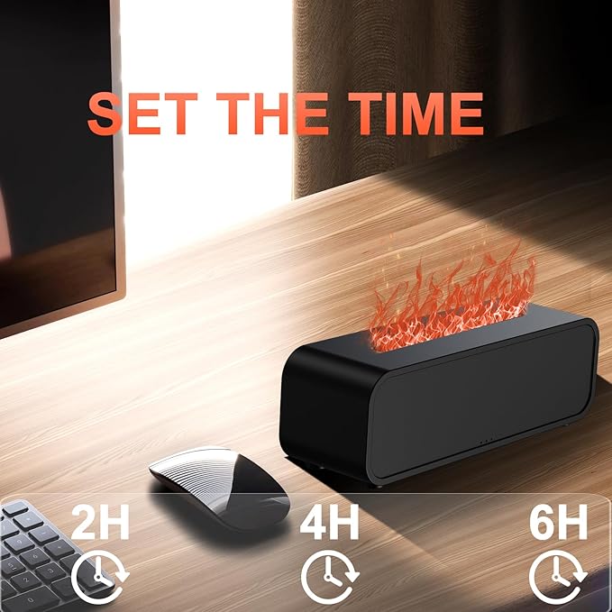 Colorful Flame Air Aroma Diffuser Humidifier, Dynamic Fire Flame Sound Pickup Aromatherapy Diffuser for Home Office Room(Remote, Timer & Auto-Off, 150ml) - Image 4