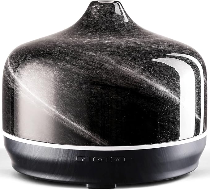Porseme 500ml Glass Essential Oil Diffuser Aromatherapy Ultrasonic Cool Mist Humidifier 15-21 Running Hours Waterless Auto-Off Air Diffusers for Sleeping Yoga Office Working Spa and Rest (Obsidian) by Porseme