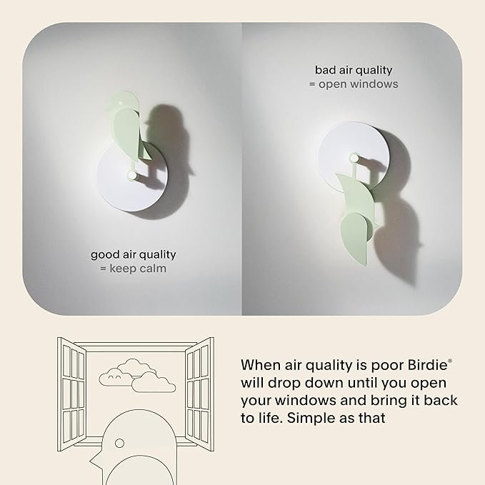 Birdie 2.0 - Design Indoor CO2 Monitor - Air Quality Meter for Home & Office - Modern Interior Decor -Visual Air Quality Sensor for Fresh Air - Wall Mounted -Swiss Sensor Technology-Meadow, FullBirdie - Image 3