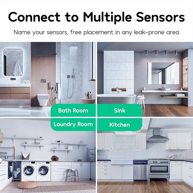 Winees WiFi Water Leak Detector, 3 Pack Water Sensors with 100dB Adjustable Alarm, Leak Alert Email&SMS Notification, 200M Transmission for Basement, Bathroom, Laundry, IFTTT, S1 Plus, 2.4G WiFi Only - Image 4