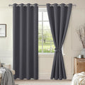 Hiasan Blackout Curtains for Bedroom, 52 x 96 Inches Long - Thermal Insulated & Light Blocking Window Curtains for Living Room, 2 Drape Panels Sewn with Tiebacks, Dark Grey by Hiasan