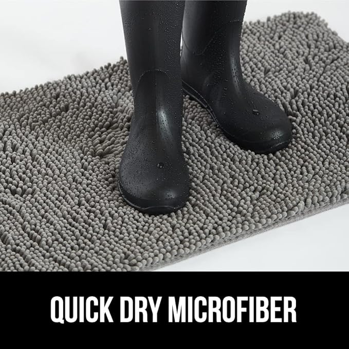 GORILLA GRIP SOAKSTOPPER Dog Door Mat, 36x24 Machine Washable Rug Absorbent Doormat Captures Moisture Mud Dirt, Quick Dry Soft Chenille Entryway Rugs Indoor Entrance Mats for Dog Paws, Grey - Image 9