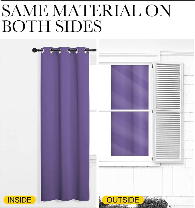 NICETOWN Curtain Blind for Bedroom, Single Panel, Lilac Purple, W42 x L72 inches, Thermal Insulated Grommet Blackout Room Darkening Drape/Drapery - Image 5