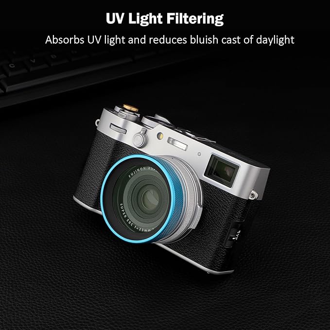 Haoge LUV-X54G Metal Lens Hood with MC UV Protection Multicoated Ultraviolet Lens Filter for Fujifilm x100vi Fuji X100V Camera Blue - Image 5