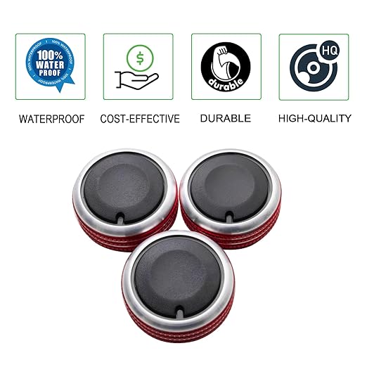 JDMCAR Compatible with Toyota Tacoma 2005-2015 A/C Air Conditioning Control Switch Knob Button, HVAC Control Knob Tacoma Heater Temperature HVAC Fan Control Knob (A Set of 3 Knobs) - Red - Image 5
