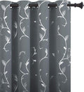 BUHUA Kids Room Darkening Curtains Silver Floral Print Blackout Curtains Grommet Curtains for Bedroom Window 52W×72L Light Grey 2 Panels by BUHUA