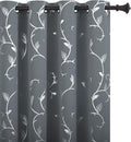 BUHUA Striped Blackout Curtains Grommet Top Wave Vine Pattern Room Darkening Curtains for Patio Door 52Wx84L Light Grey 2 Panels by BUHUA