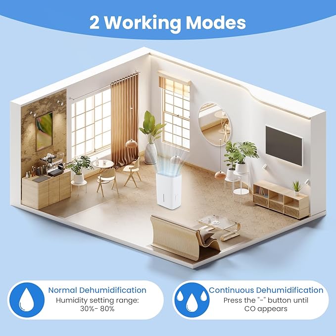 ARLIME 94.5 Pints Dehumidifier for Home, 6000 Sq.Ft Dehumidifier w/24H Timer, LED Display, Child Lock, Drain Hose& Auto Defrost for Bedroom Basement Garage Office (94.5 Pints) - Image 3