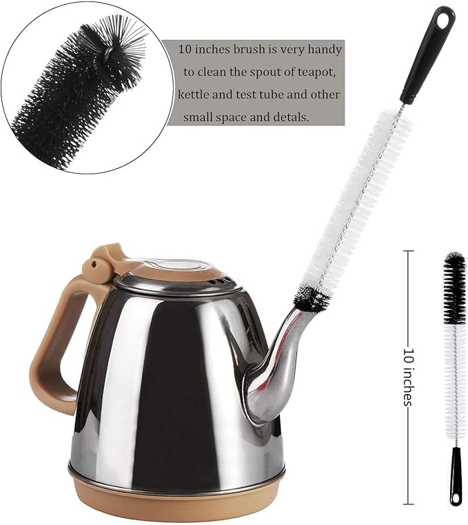 ALINK 8-Pack Bottle Cleaning Brush Set - Long Handle Black Bottle Cleaner for Washing Narrow Wine/Beer Bottles/Thermos/Flask Tumbler/Sport Well/Kettle/Lid Brush, Straw Brush - Image 5