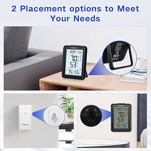 Geevon Indoor Outdoor Thermometer for Seniors – Digital Temperature & Humidity Monitor with Alarm Clock, 3.8" Large Display, Backlight, 3 Channels, Battery Operated for Home, Bedroom, Greenhouse - Image 7