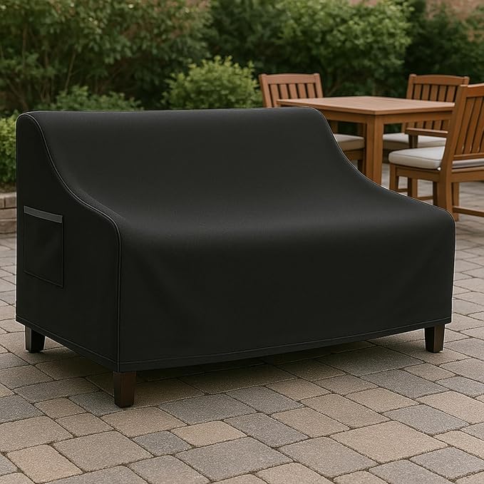 Waterproof Patio Loveseat Cover, 78.7W x 38.2D x 35H inches Heavy Duty 600D Weather-Resistant Outdoor Furniture Protector Black - Image 6